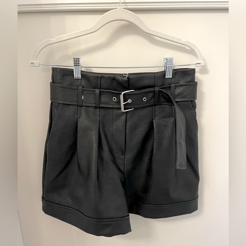 Topshop faux leather shorts